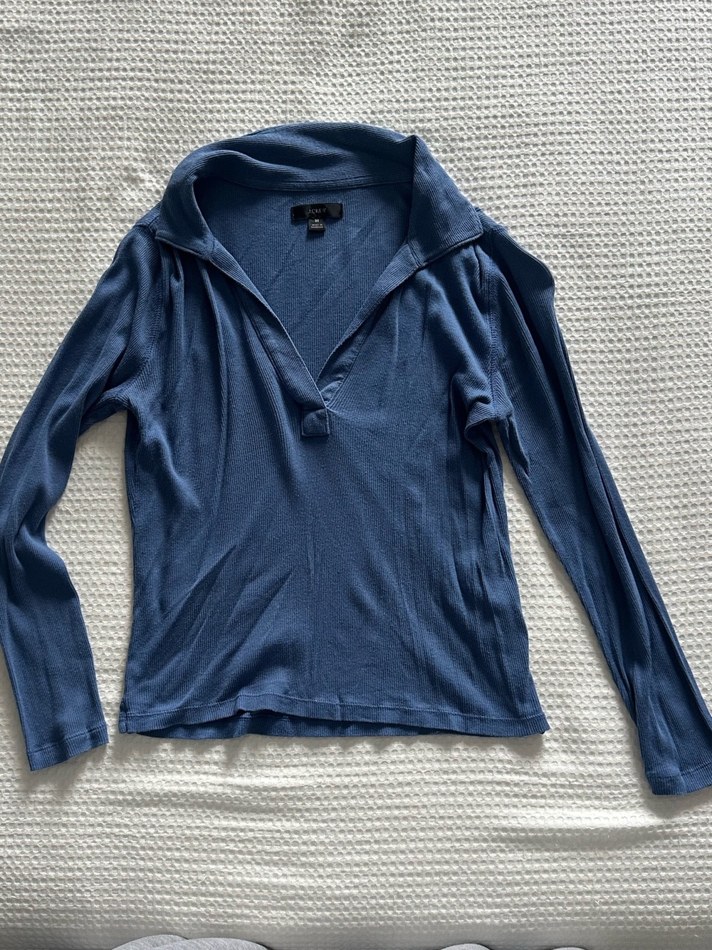 J. Crew Slate Blue Long-Sleeve Polo Top
